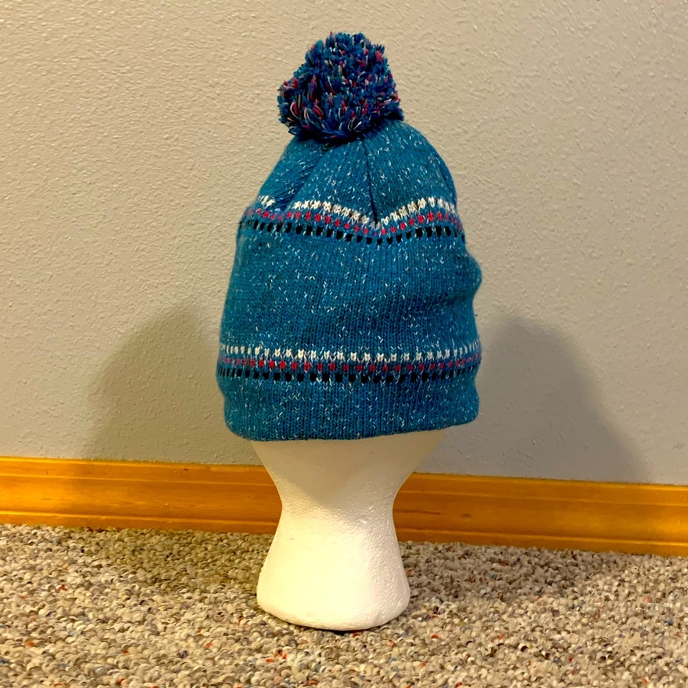 Girls sweater beanie with ball on top fleece lined